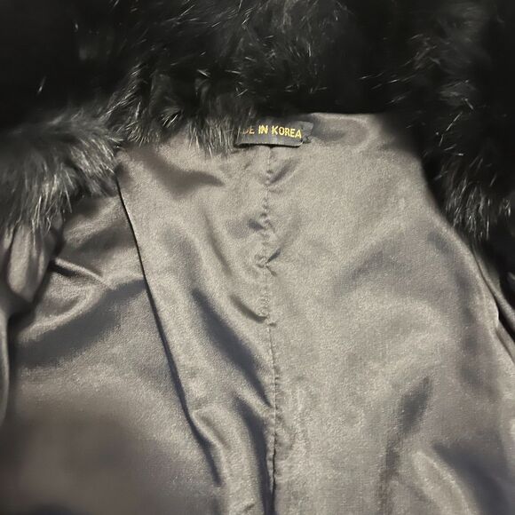 Rabbit Fur Womens Coat Black Made in Korea Size Large EUC - Picture 6 of 8
